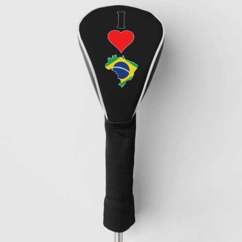 Vertical I Love Brazil  I Heart Brazil Brazilian Golf Head Cover