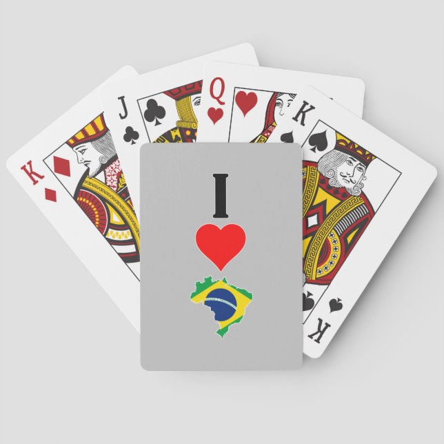 Vertical I Love Brazil / I Heart Brazil Brazilian Poker Cards (Back)