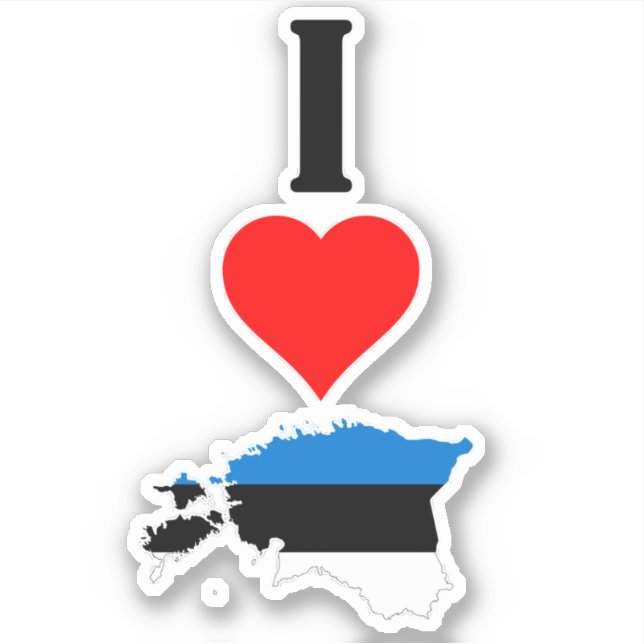 Vertical I Love Estonia Estonian Map and Flag Sticker (Front)