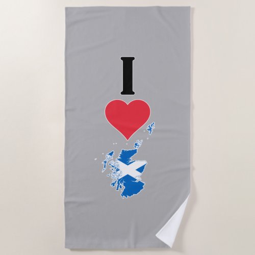 Vertical I Love Scotland  I Heart Scotland Beach Towel