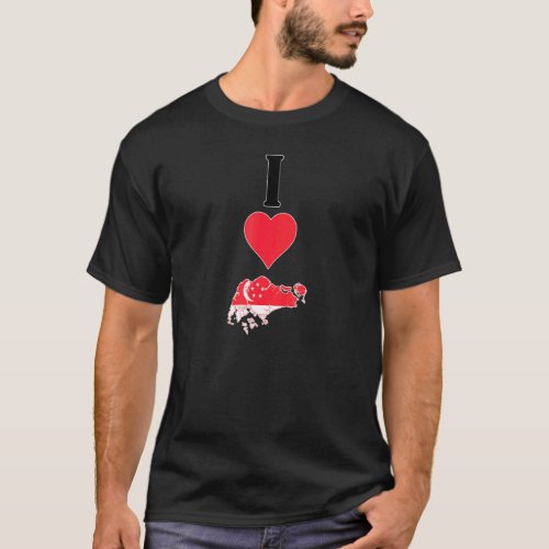 Vertical I Love Singapore  I Heart Singapore Flag  T_Shirt