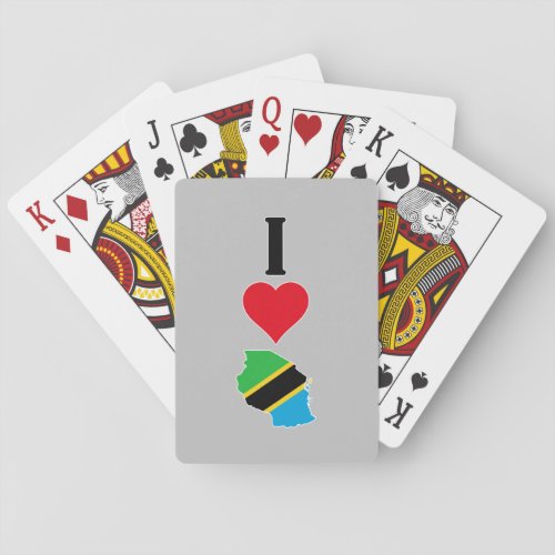 Vertical I Love Tanzania  I Heart Tanzania Poker Cards