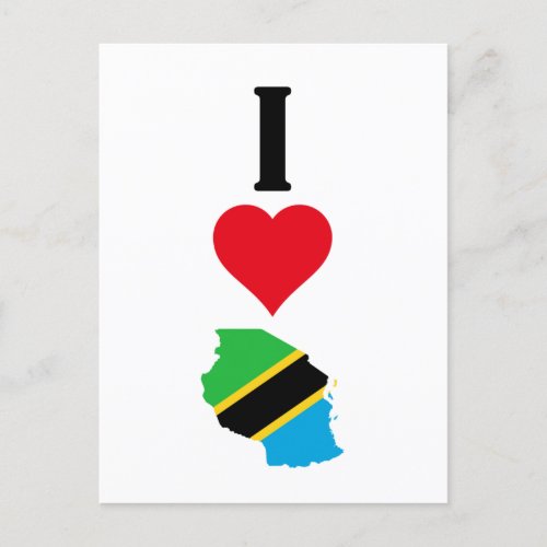 Vertical I Love Tanzania  I Heart Tanzania Postcard