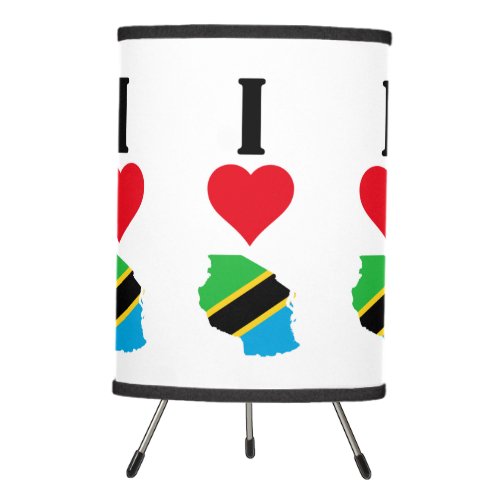 Vertical I Love Tanzania  I Heart Tanzania Tripod Lamp