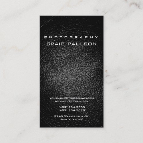 Vertical Leather Effect Photography Business Card