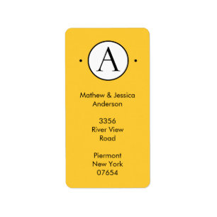 Vertical Letter A Circle Monogram Address Labels. Label