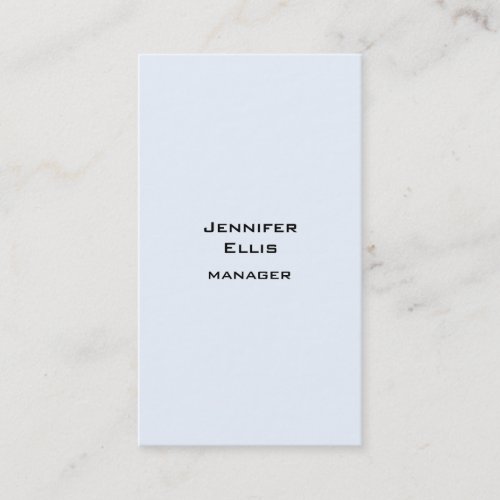 Vertical Light Blue Background Plain Modern Business Card