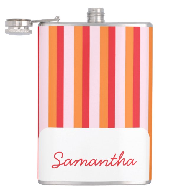 Vertical lines personalized stripes flask (Opened)