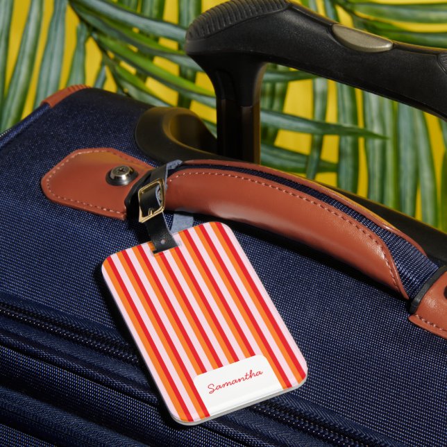 Vertical lines personalized stripes luggage tag (Front Insitu 1)