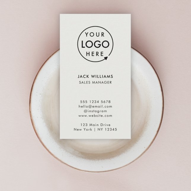 Vertical Logo Business Card | Professional Gray (Create a sleek professional branded look with this vertical gray business card design.)