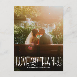 Vertical Love and Thanks Wedding Thank You Card