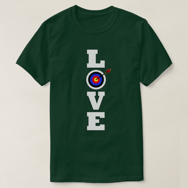 Vertical LOVE Archery Bow and Arrow Hunter/Archer T-Shirt (Design Front)