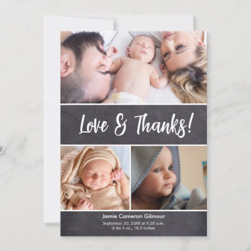 Vertical Love  Thanks Photo Collage Baby Shower  Thank You Card