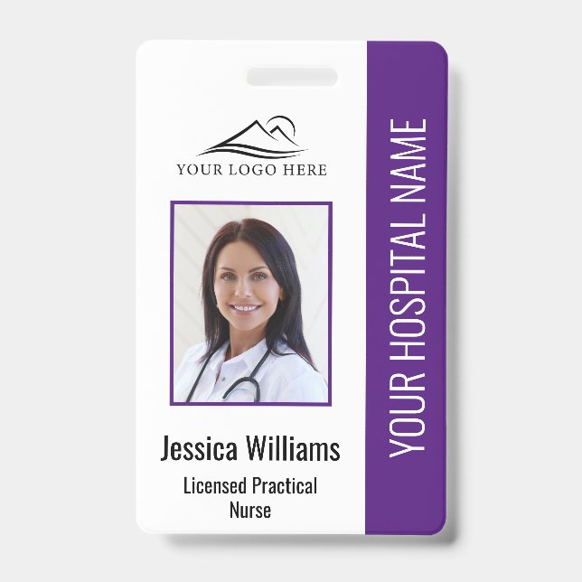 Vertical LPN Licensed Practical Nurse Photo ID Badge (Front)