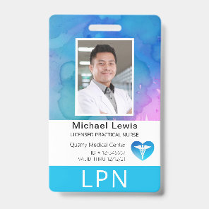 Vertical LPN, Licensed Practical Nurse, Photo ID Badge