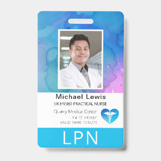 Vertical LPN, Licensed Practical Nurse, Photo ID Badge