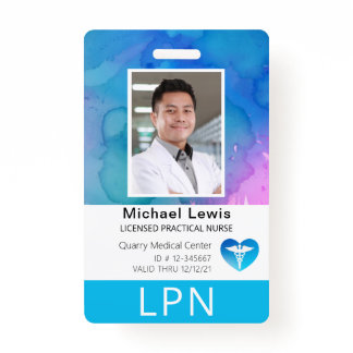 Vertical LPN, Licensed Practical Nurse, Photo ID Badge