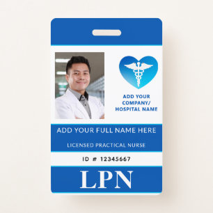 Vertical LPN, Licensed Practical Nurse, Photo ID Badge