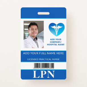 Vertical LPN, Licensed Practical Nurse, Photo ID Badge