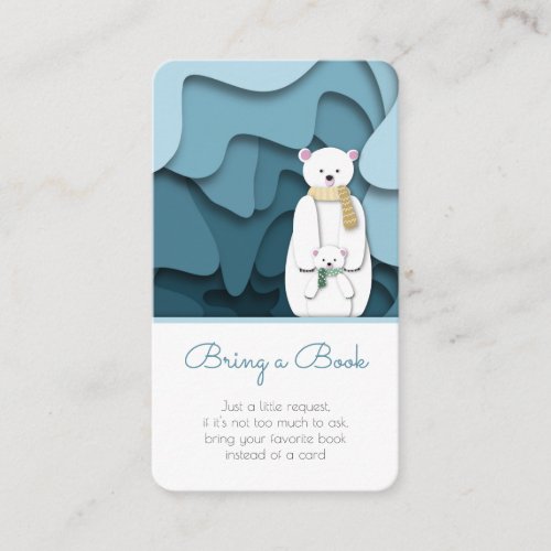 Vertical Mama  Baby Polar Bear Blue Bring a Book Enclosure Card