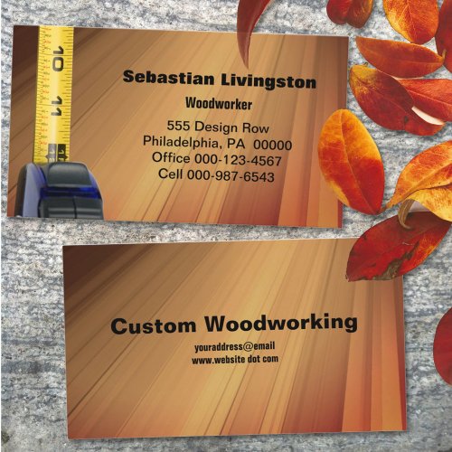 Vertical Measuring Tape Carpentry Worker Business Card