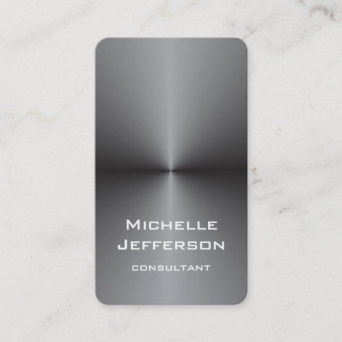 Vertical Metallic Silver Gray Stylish Trendy Business Card