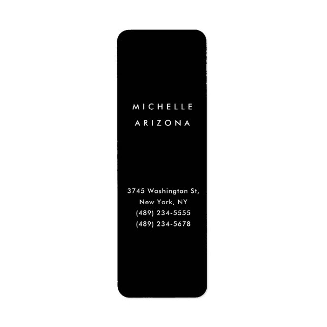 Vertical Minimalist Black Professional Modern Label (Front)