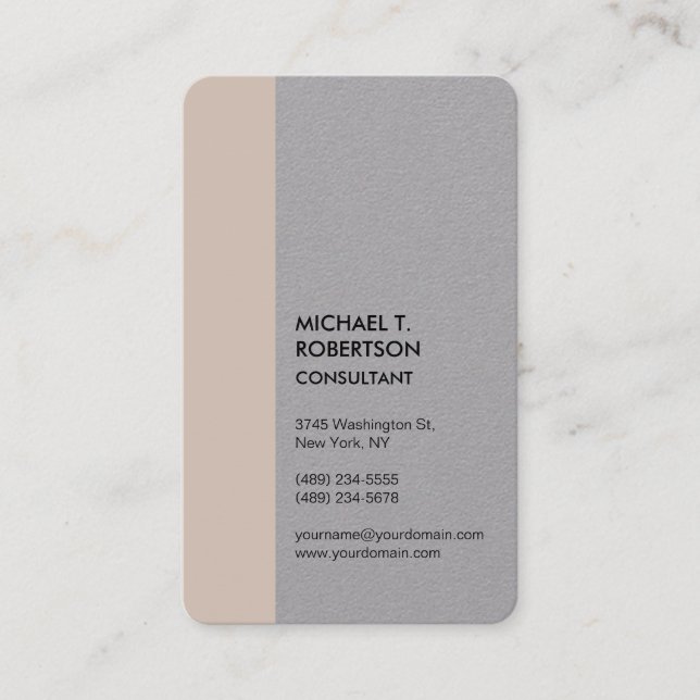 Vertical Minimalist Modern Stylish Amazing Grey Business Card (Front)