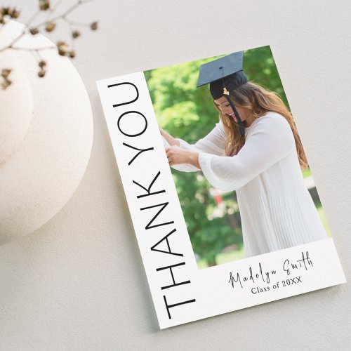 Vertical Modern Photo Graduation Thank You Card