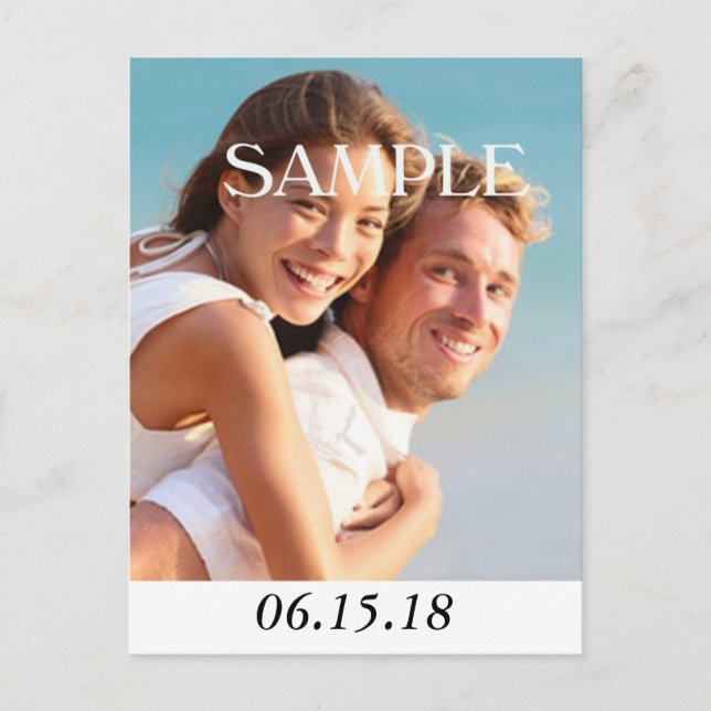 Vertical Modern Photo Save the Date Wedding Announcement Postcard (Front)