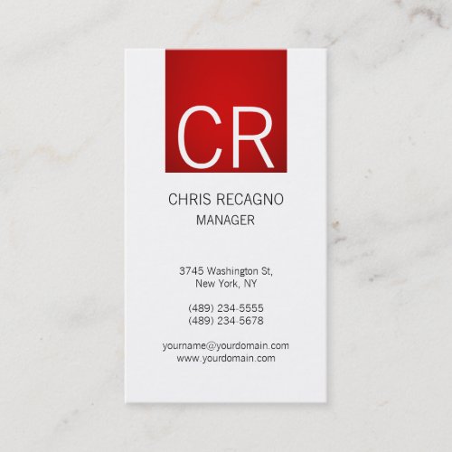 Vertical Modern Red Stripe White Business Card