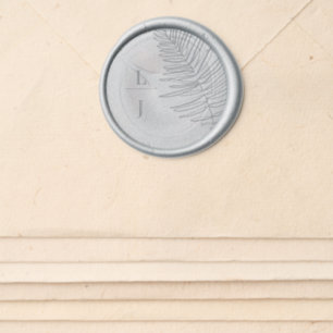 Vertical Monogram Palm Leaf Wedding Wax Seal Sticker