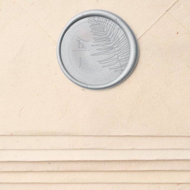 Vertical Monogram Palm Leaf Wedding Wax Seal Sticker (Front)