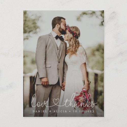 Vertical Moody Wedding photography Love and thanks Postcard