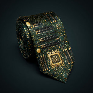 Vertical Motherboard Pattern Neck Tie