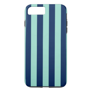Vertical Navy and Light Green Stripes iPhone 8 Plus/7 Plus Case
