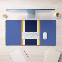 Vertical Navy White Yellow Stripes On Bold Blue