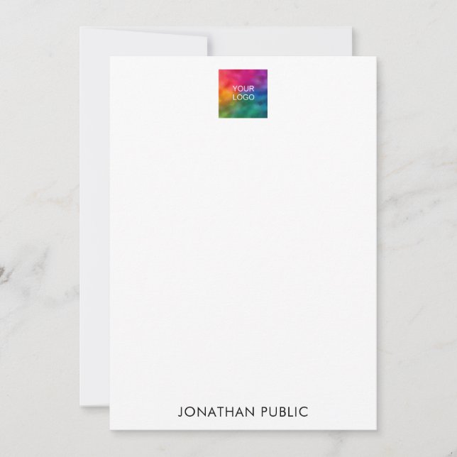 Vertical Note Card Name Logo Here Modern Minimal (Front)