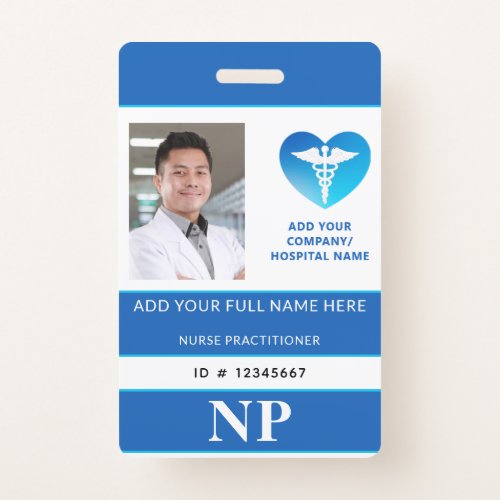 Vertical NP Nurse Practitioner Photo ID Badge