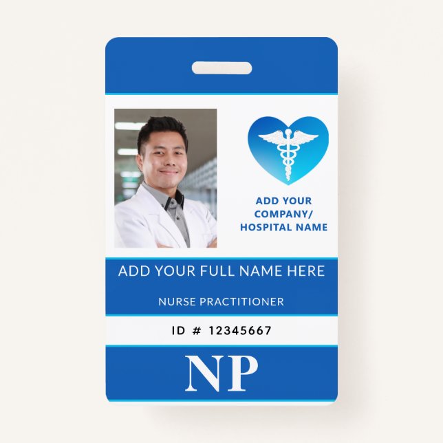 Vertical NP, Nurse Practitioner, Photo ID Badge (Front)
