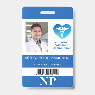 Vertical NP, Nurse Practitioner Photo ID Bar Code Badge