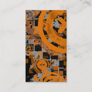 vertical orange chex business card