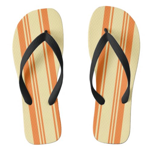 Vertical Orange Striped Flip Flops