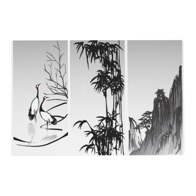 Vertical Oriental Scroll Placemat (Front)