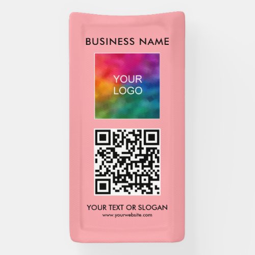 Vertical Outdoor QR Code Business Logo Blush Pink Banner