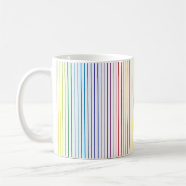 Vertical Outlined Broader Spectrum Rainbow Stripes Coffee Mug (Left)