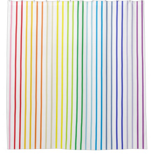 Vertical Outlined Broader Spectrum Rainbow Stripes Shower Curtain