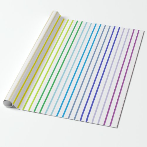 Vertical Outlined Broader Spectrum Rainbow Stripes Wrapping Paper