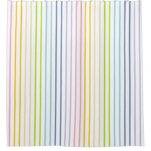 Vertical Outlined Pastel Rainbow Stripes Shower Curtain