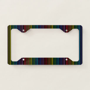 Vertical Outlined Rainbow Stripes Black License Plate Frame
